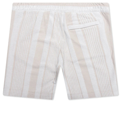Bermuda Shorts with Stripes White Beige