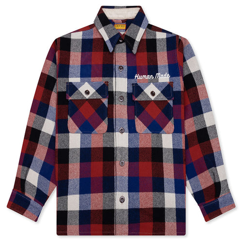 Wool Check Shirt Jacket Red
