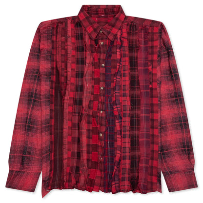 Over Dyed Ribbon Wide Shirt Red