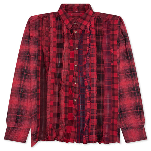 Over Dyed Ribbon Wide Shirt Red