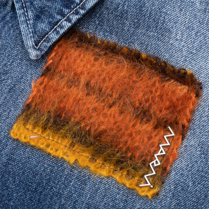 Virgin Wool Shirt With Knitted Patches Deep Blue