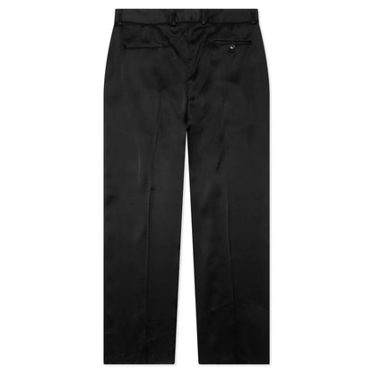 Double Pleat Shiny Trouser Black