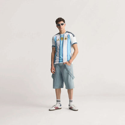 adidas Argentina Home Authentic Mens Soccer Jersey 26 White Blue