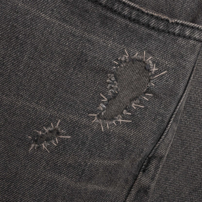 Distressed Denim Trousers Black