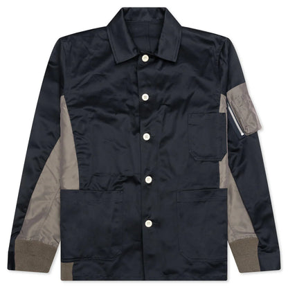 Cotton Chino x Nylon Twill Blouson Navy Taupe