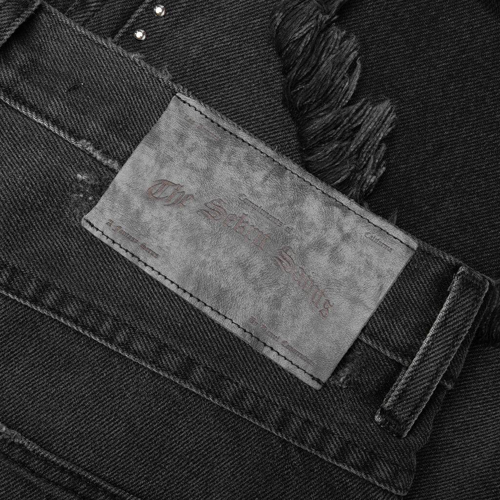 Studded Chopper Short Washed Black