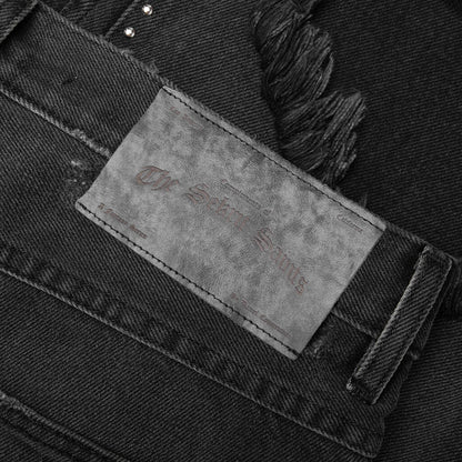 Studded Chopper Short Washed Black