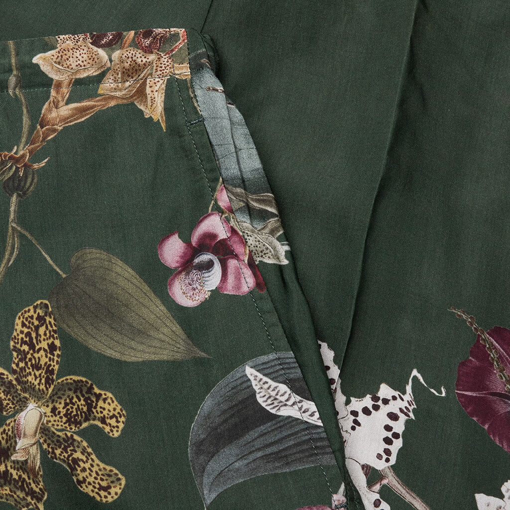 Green Pleat Front Trousers With Floral Pattern 7092 MW Bot