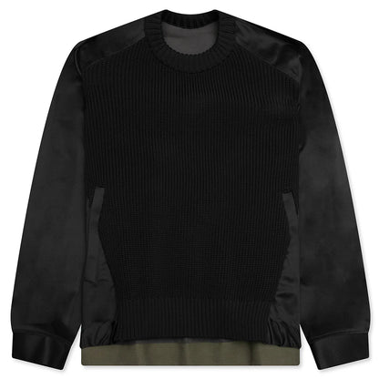 Cotton Chino Mix Pullover Black Navy Dark Khaki