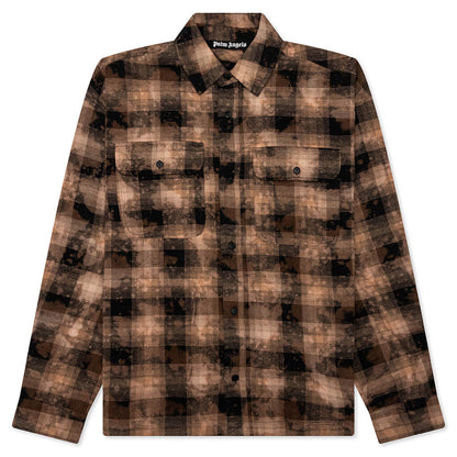 Curved Logo Check Shirt L S Brown Off White
