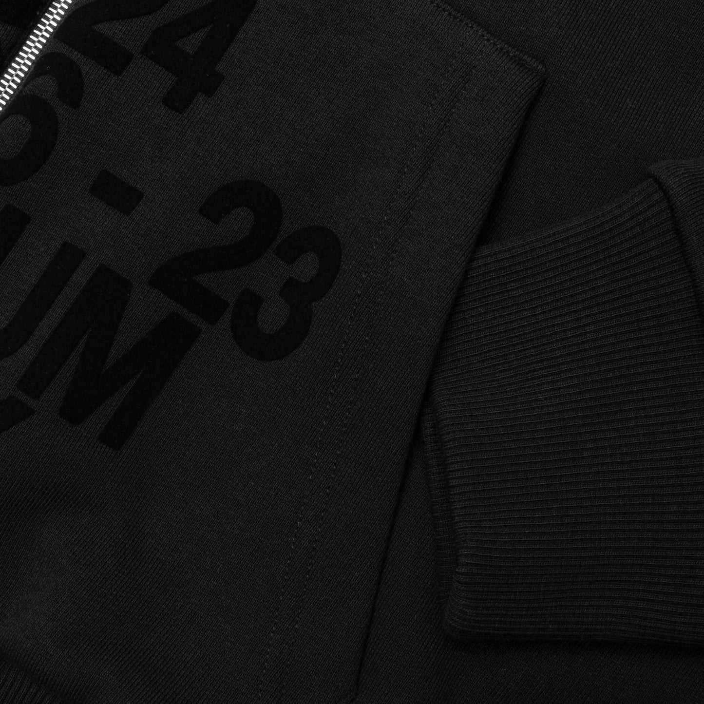 Boxy Fit Hoodie With Zip And Pocket Base Black
