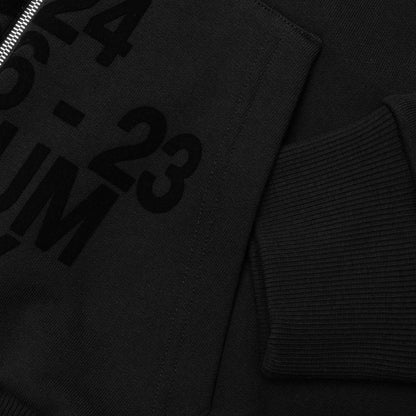 Boxy Fit Hoodie With Zip And Pocket Base Black