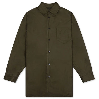 Padded Cotton Satin Shirt Military Green