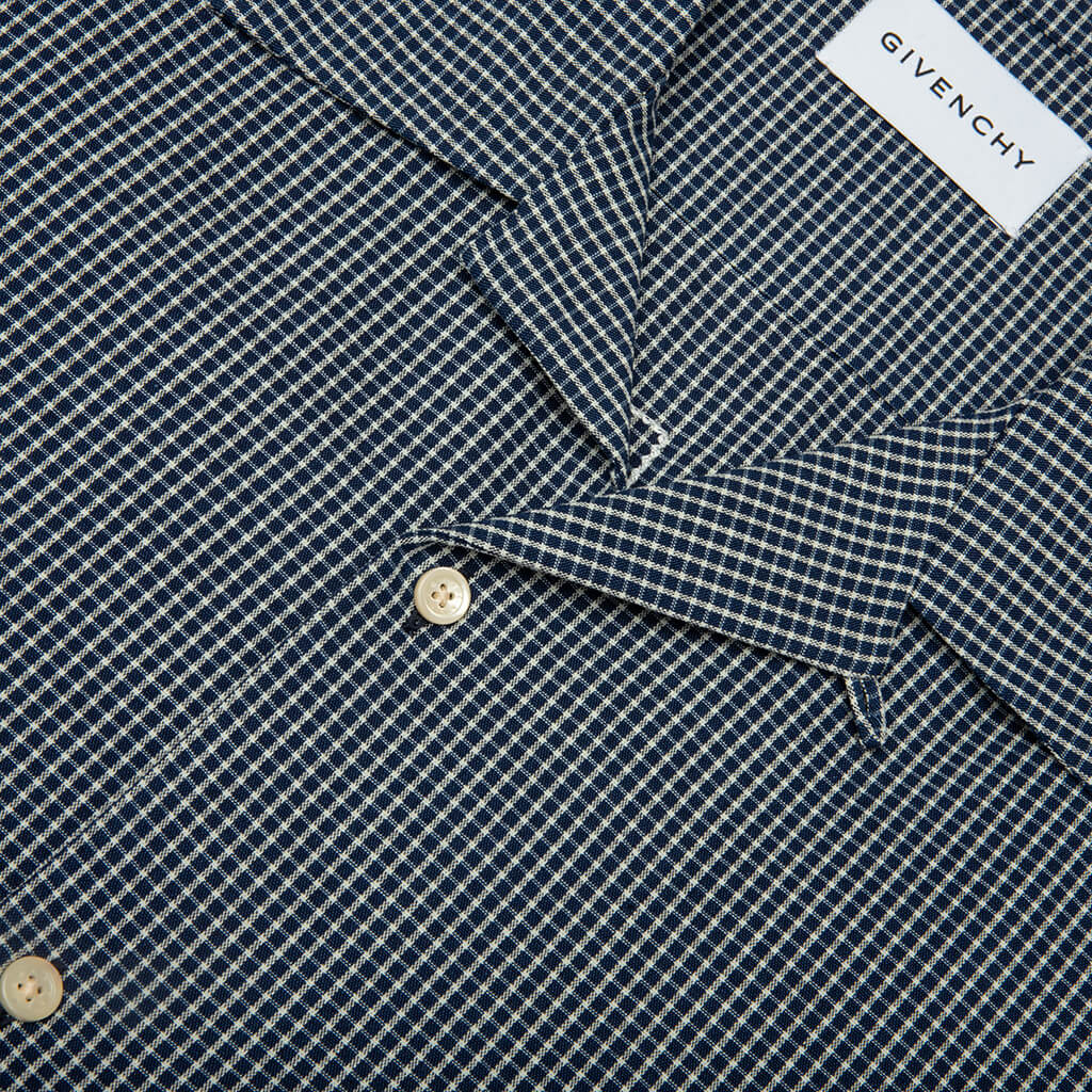 Checked Shirt White Blue