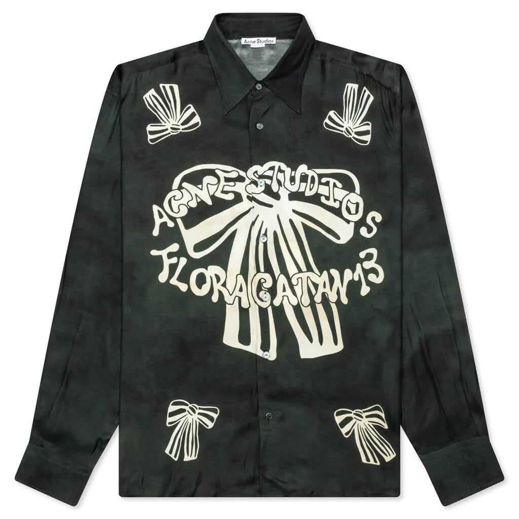Floragatan Button Up Shirt Black White