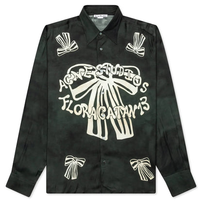 Floragatan Button Up Shirt Black White