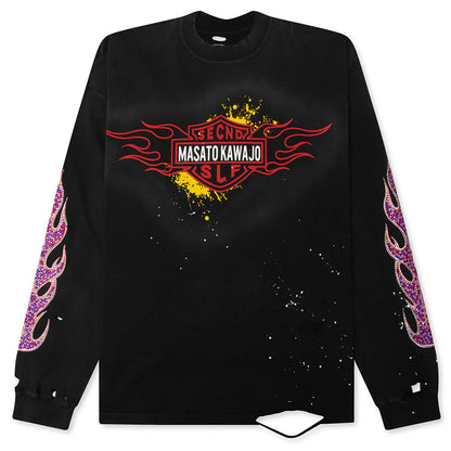 SeCND SLF x Masato Kawajo Firestorm Vintage L S Black Red Teal