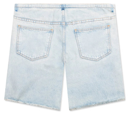 Cutted Belt Low Rise Denim Shorts Pale Blue
