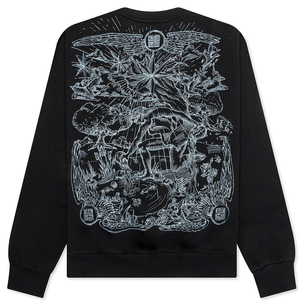 Tarot Print Boxy Fit Long Sleeve T Shirt Black