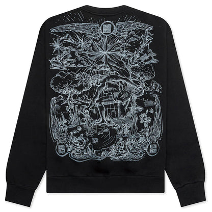 Tarot Print Boxy Fit Long Sleeve T Shirt Black