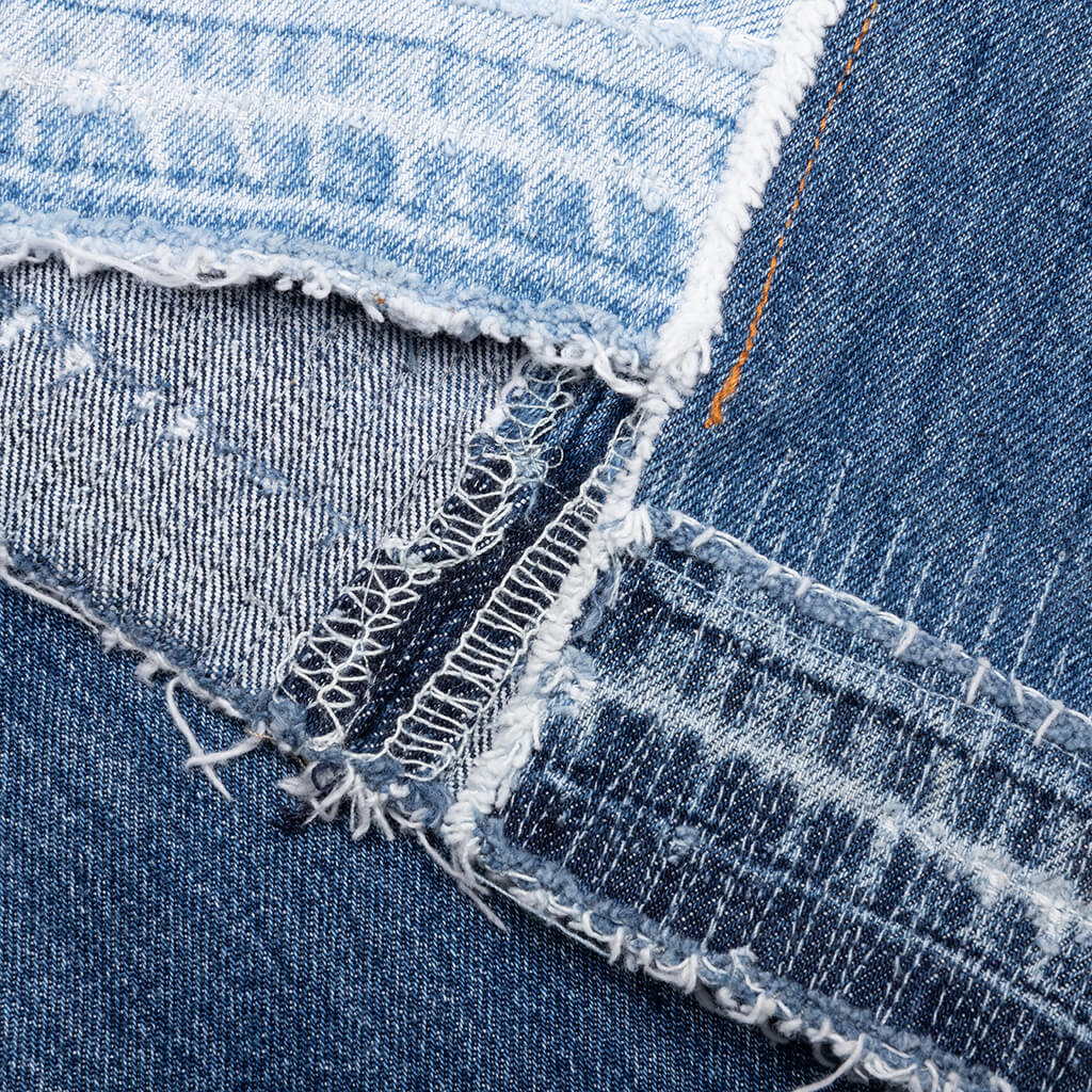 Reconstructed Denim Raw Pant Blue