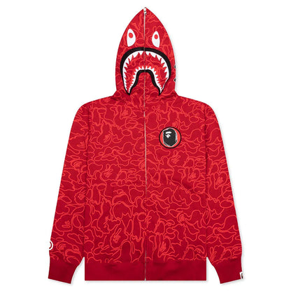 Bape 30th Anniversary Line Camo Shark Full Zip Hoodie Red