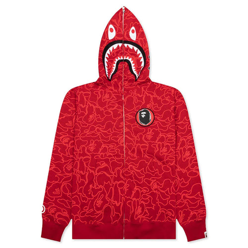 Bape 30th Anniversary Line Camo Shark Full Zip Hoodie Red