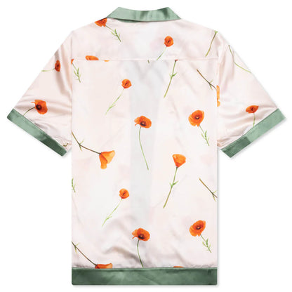 Color Block S S Silk Shirt Poppy Ivory
