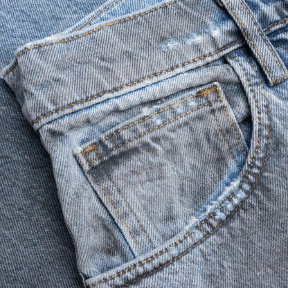 Thrashed Baggy 5 Pocket Shorts Light Wash