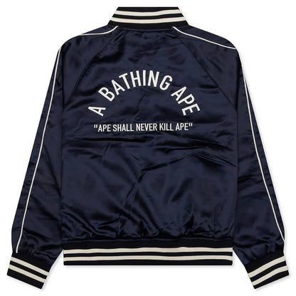 A Bathing Ape Nylon Varsity Jacket Navy