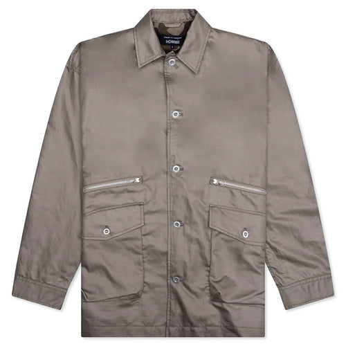Multi Pocket Chore Jacket Grey Beige