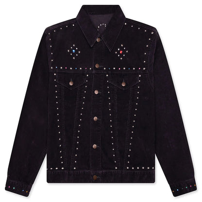 14W Corduroy Studded Jean Jacket Black