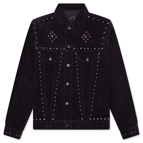 14W Corduroy Studded Jean Jacket Black