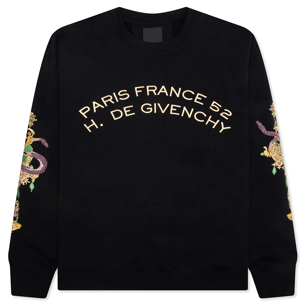 Fleece Sweatshirt with Chandelier and Snake Black