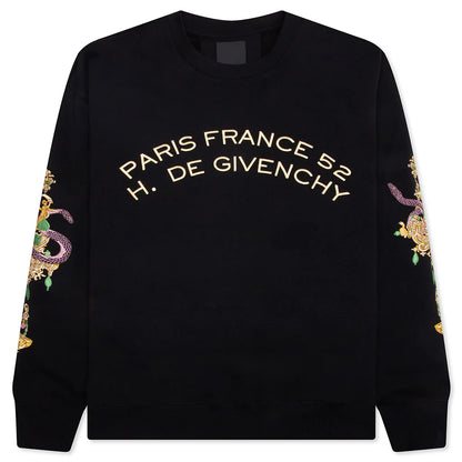 Fleece Sweatshirt with Chandelier and Snake Black