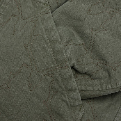 Coach Jacket Skull Quilting Herringbone Olive