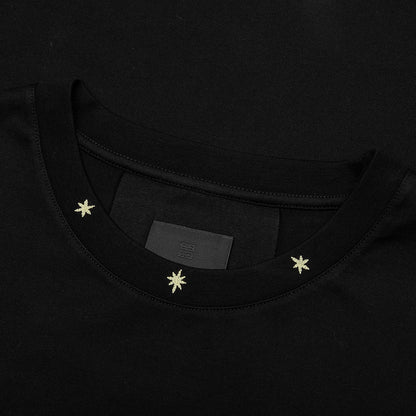 Star Print Sleeveless Big Armhole T Shirt Black