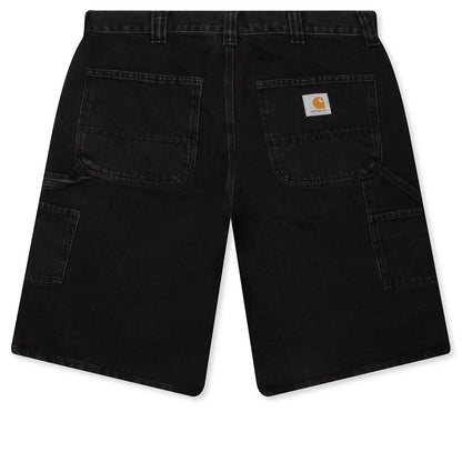 Double Knee Short Black Stone Washed