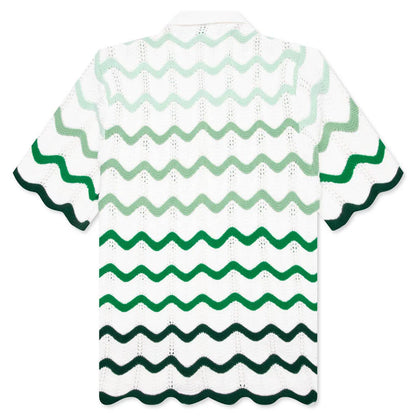 Gradient Wave Texture Shirt Green White