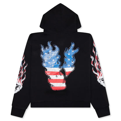 VLONE Flag Zip Up Hoodie Black