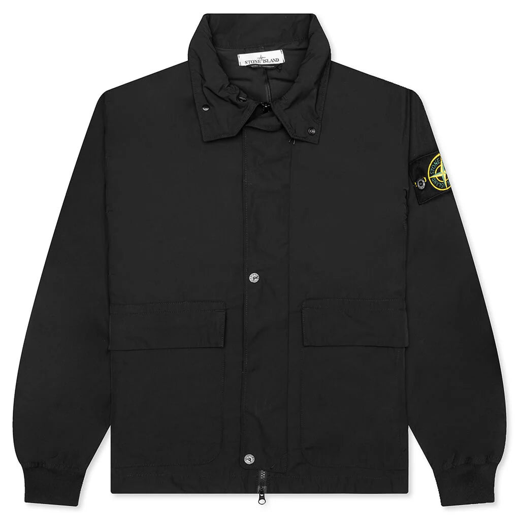 Micro Twill Hooded Jacket Black