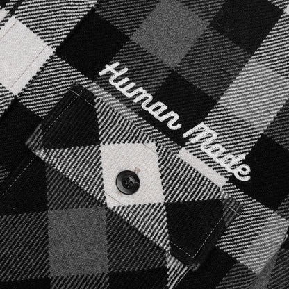 Wool Check Shirt Jacket Black