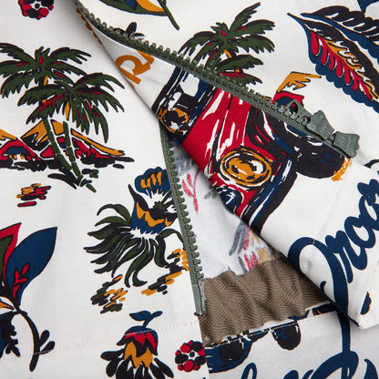 Car Race Tropical Print Shirt Ivory
