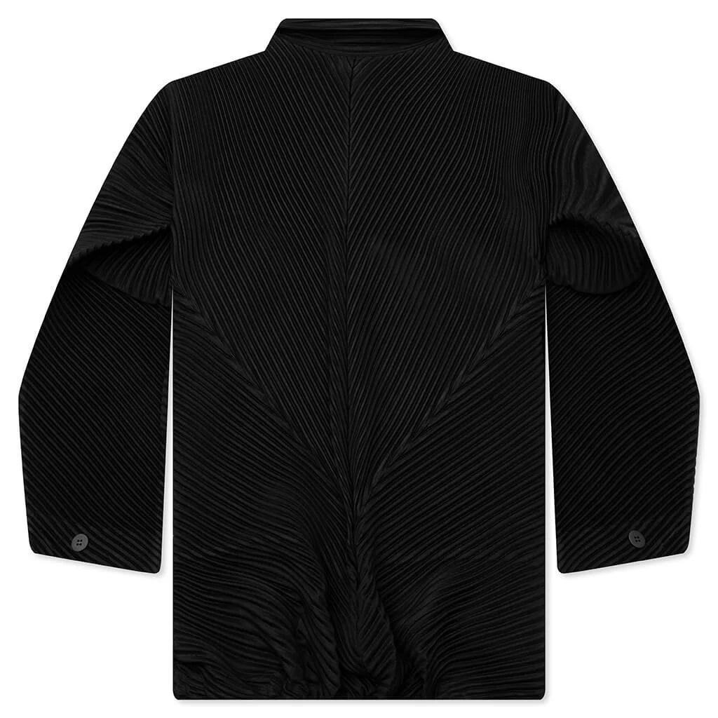 September Turtle Neck L S Button Up Black