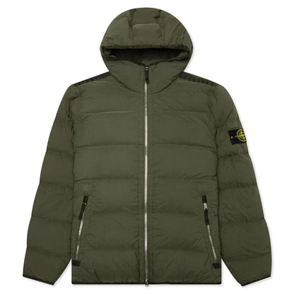 Real Feather Hooded Jacket Olive