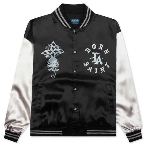 Saint Michael x Born x Raised Satin Jacket Black Grey
