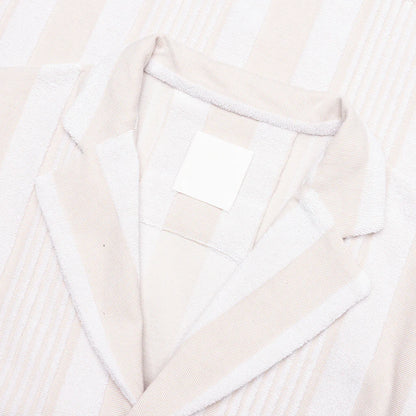 Stripped Cotton Towelling Boxy Fit Shirt White Beige