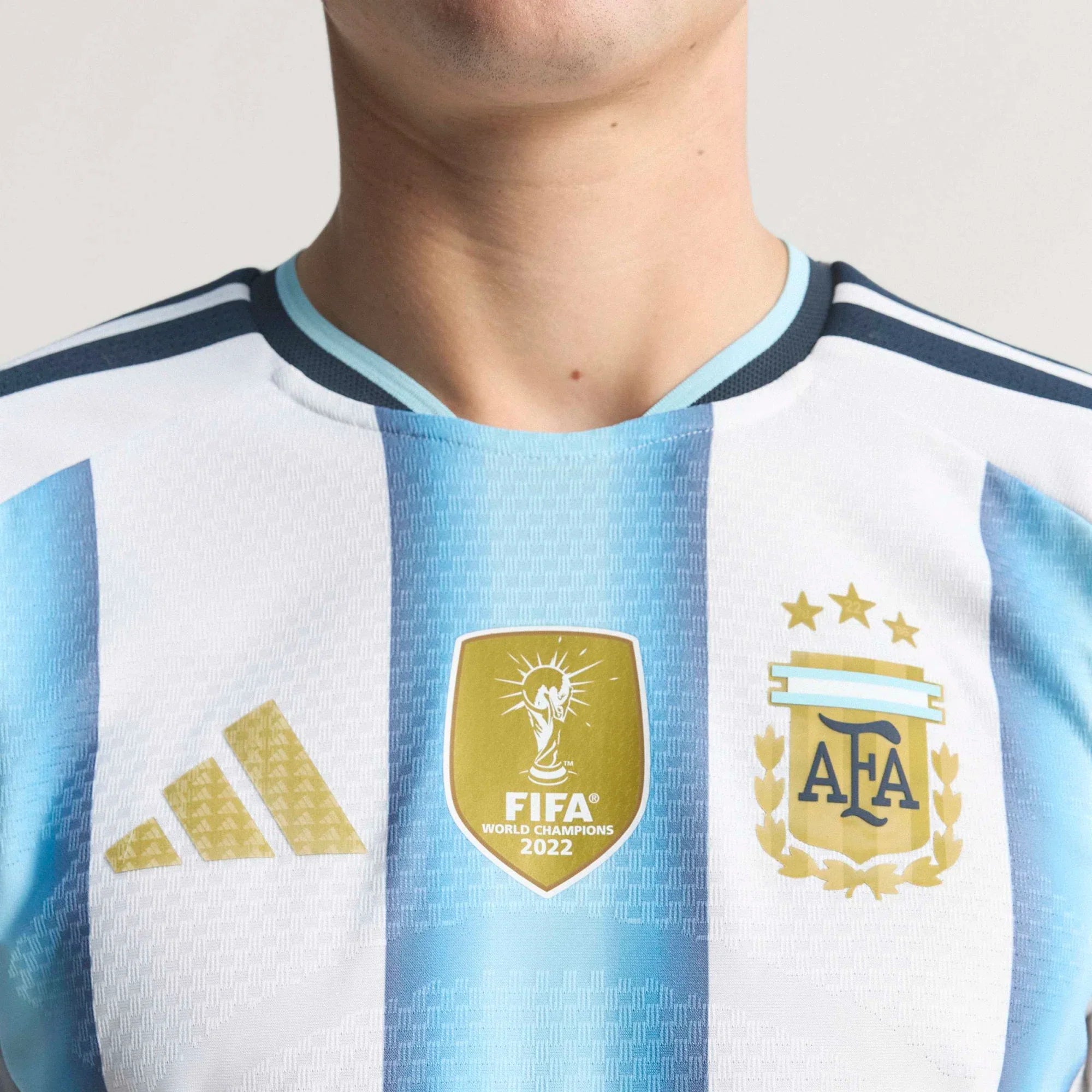 adidas Argentina Home Authentic Mens Soccer Jersey 26 White Blue