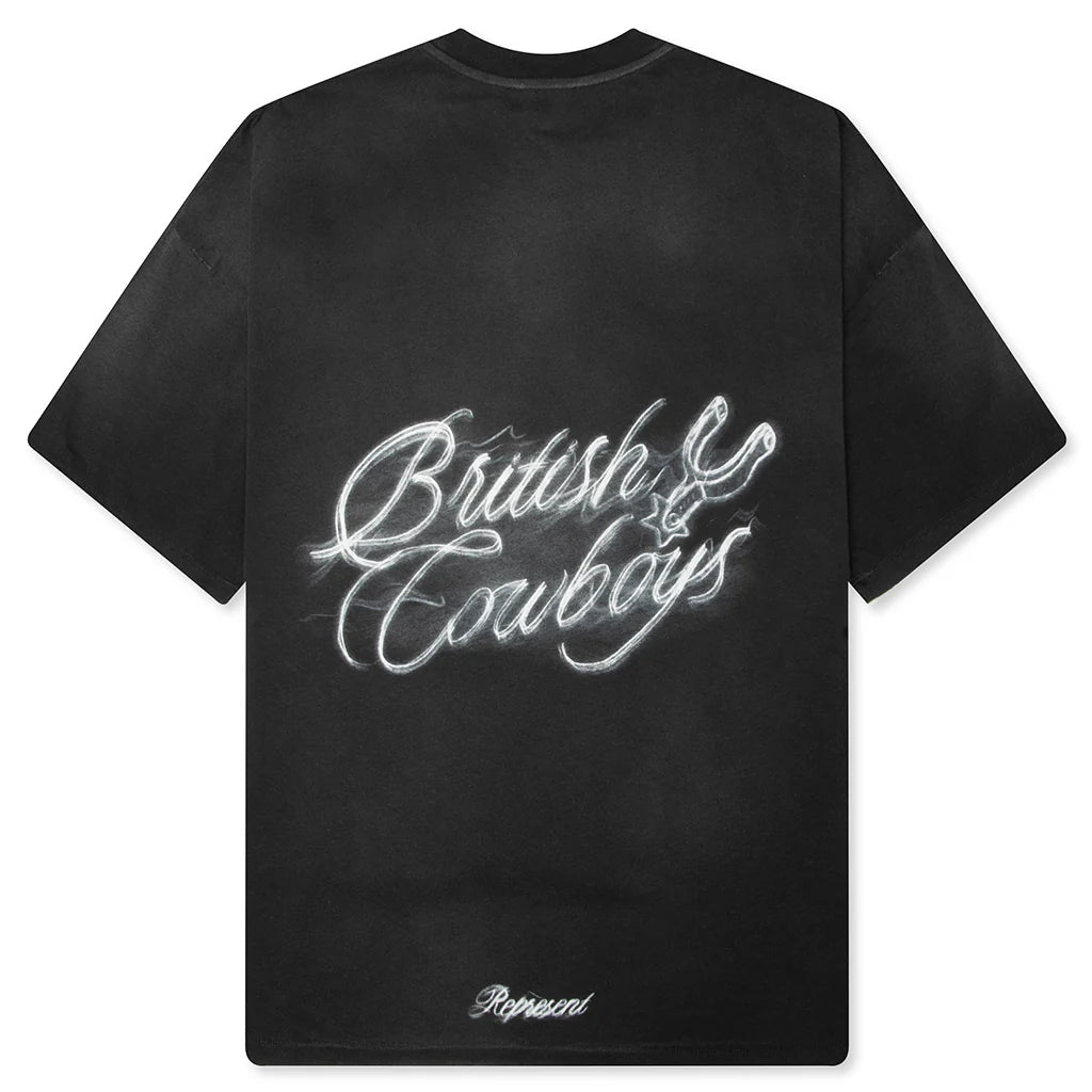 British Cowboys T Shirt Stained Black