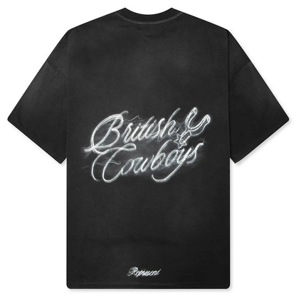 British Cowboys T Shirt Stained Black